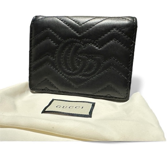 Gucci GG Marmont Black Compact Calfskin Leather Wallet - Picture 2 of 14